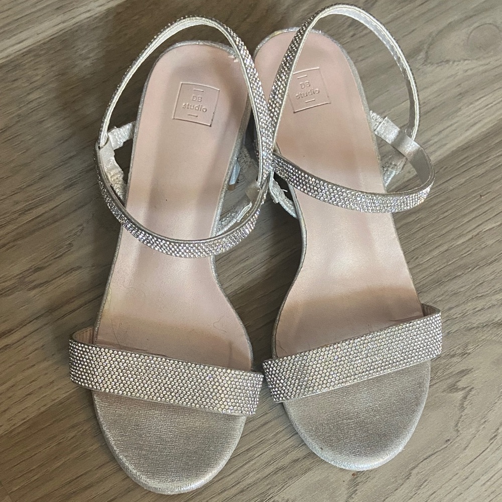 David's Bridal Glittering Silver Sandals